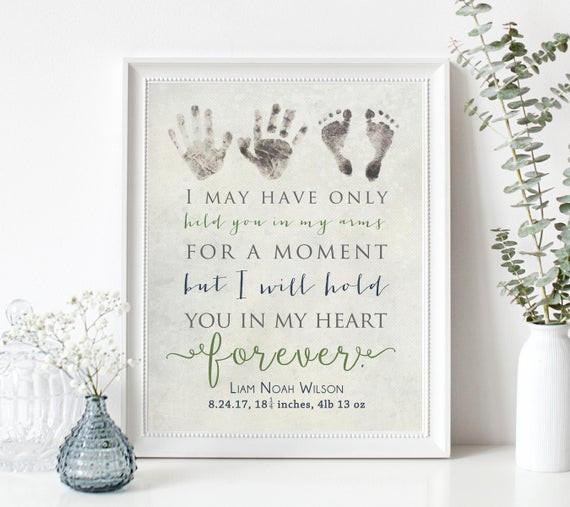 Sympathy Gifts For Children
 Personalized Baby Memorial Gift Print with Actual Handprints