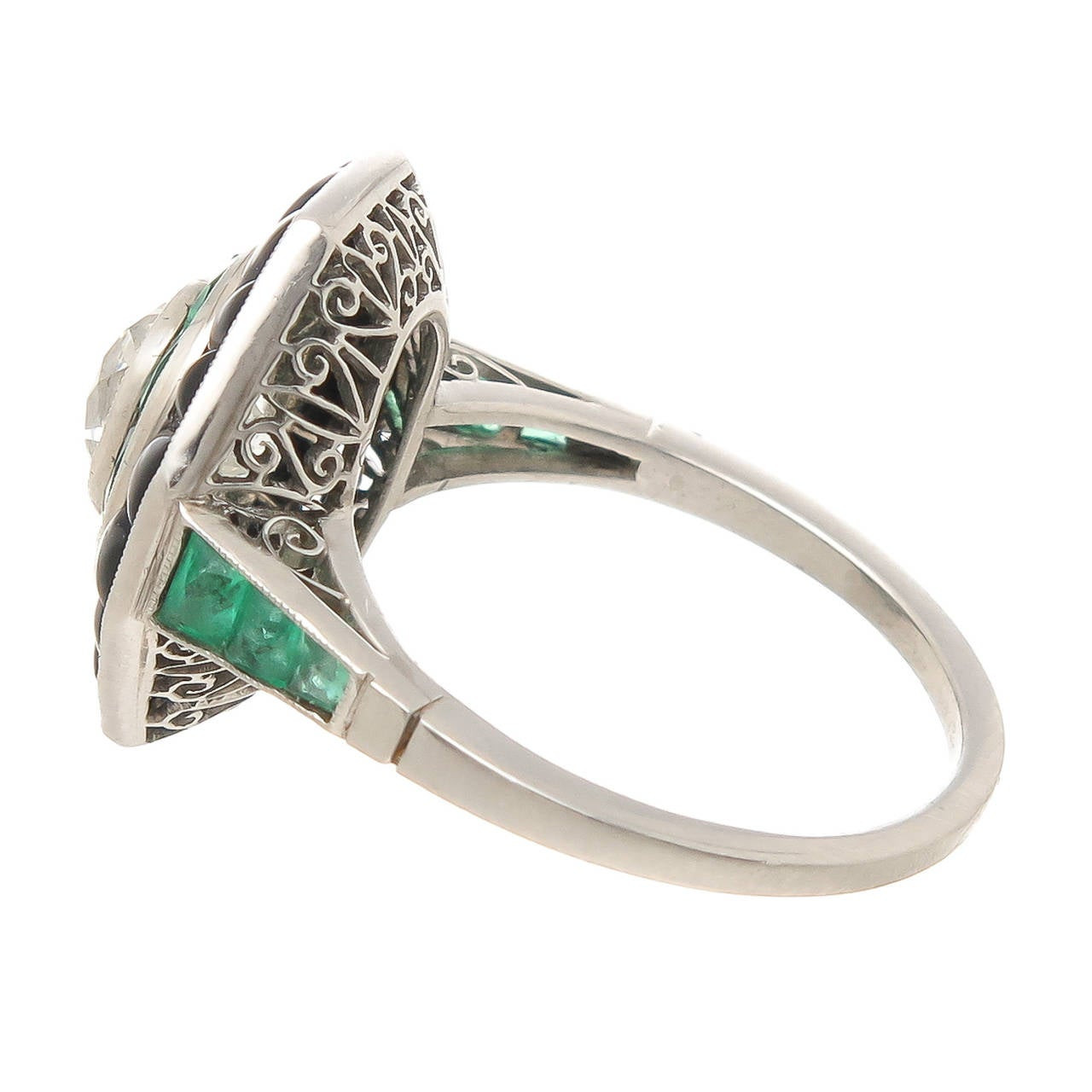 Target Diamond Rings
 Cushion Cut Diamond Emerald yx Tar Ring at 1stdibs