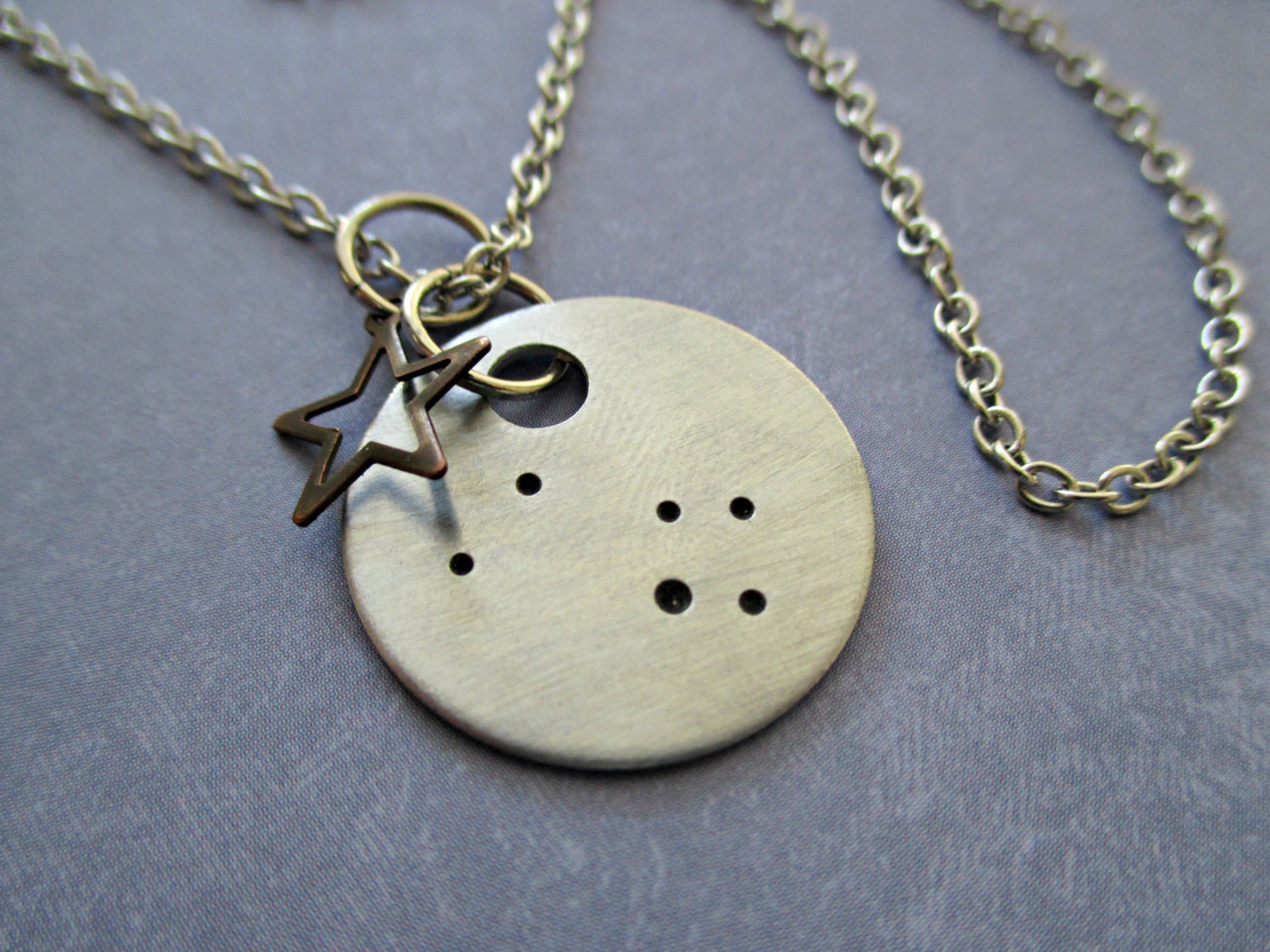 Taurus Constellation Necklace
 taurus constellation hand stamped zodiac necklace with