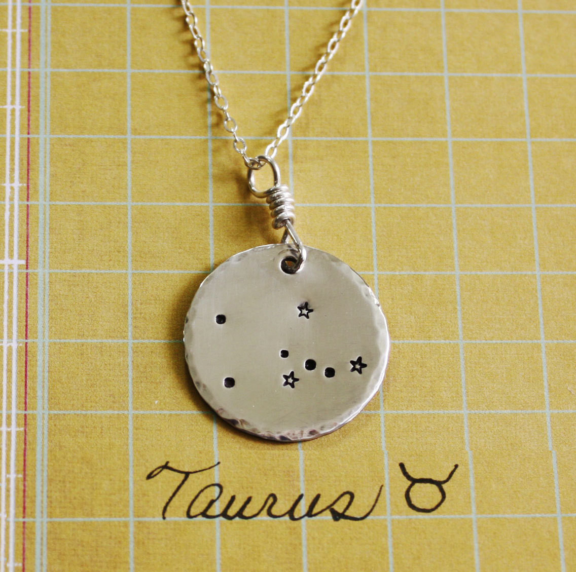 Taurus Constellation Necklace
 Taurus constellation zodiac necklace Sterling silver by