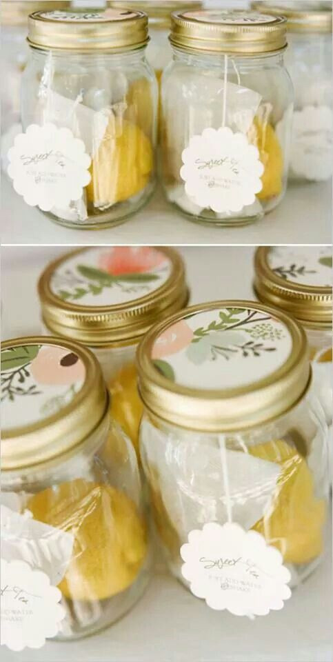 Tea Party Favors Ideas
 Perfect favor Tea lemon and sugar in Mason jar