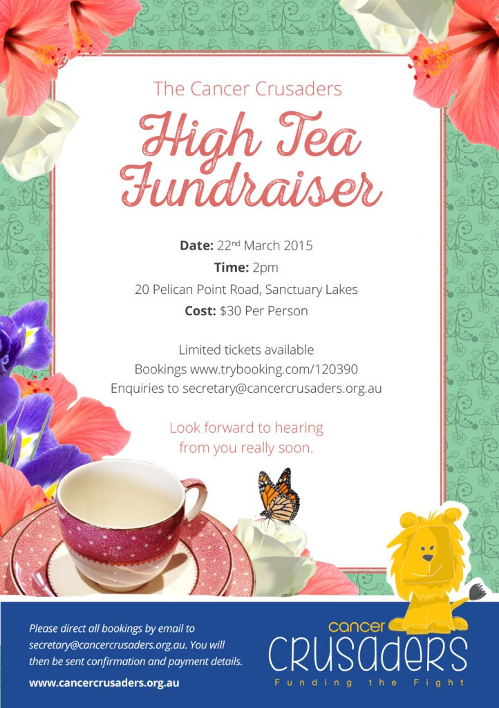 Tea Party Fundraising Ideas
 High Tea Fundraiser Cancer Crusaders