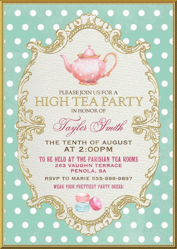 Tea Party Invitation Ideas
 Tea Party Invitation High Tea Bridal Shower Tea Digital