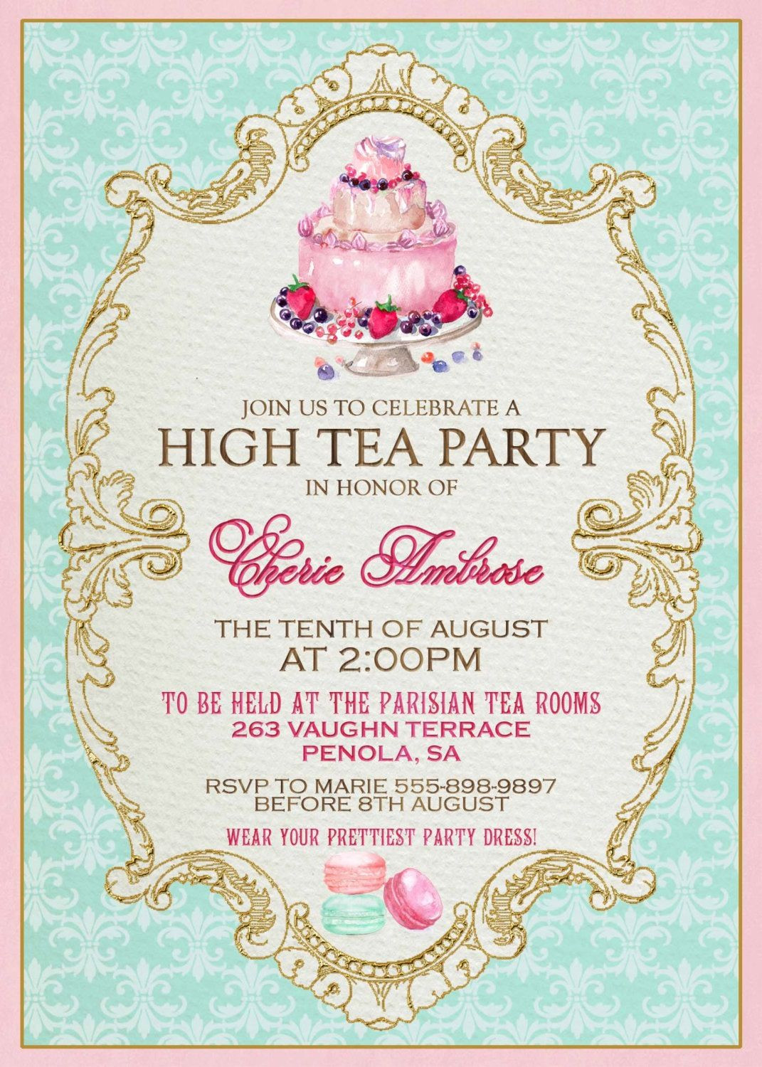 Tea Party Invitation Ideas
 Marie Antoinette invite