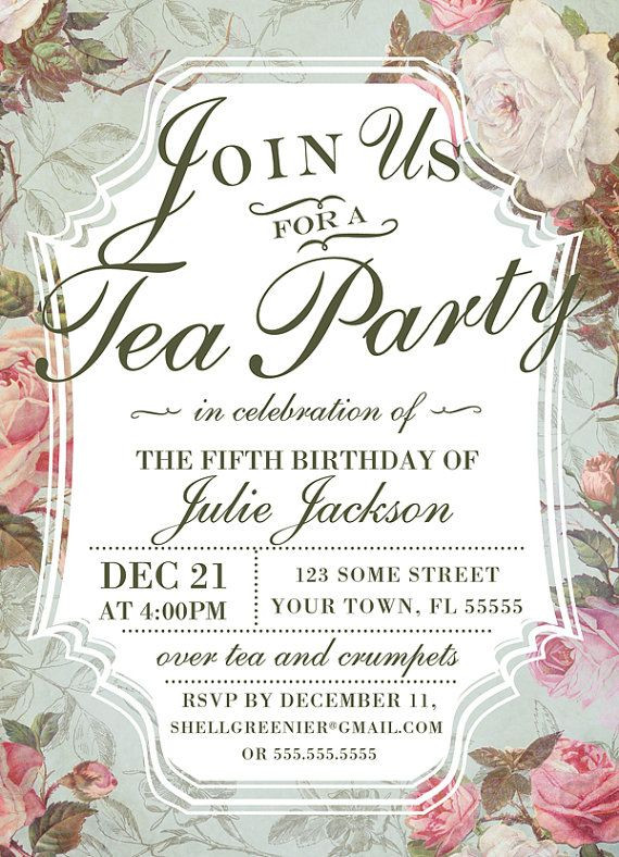 Tea Party Invitations Ideas
 Birthday Tea Party Invitation Template by