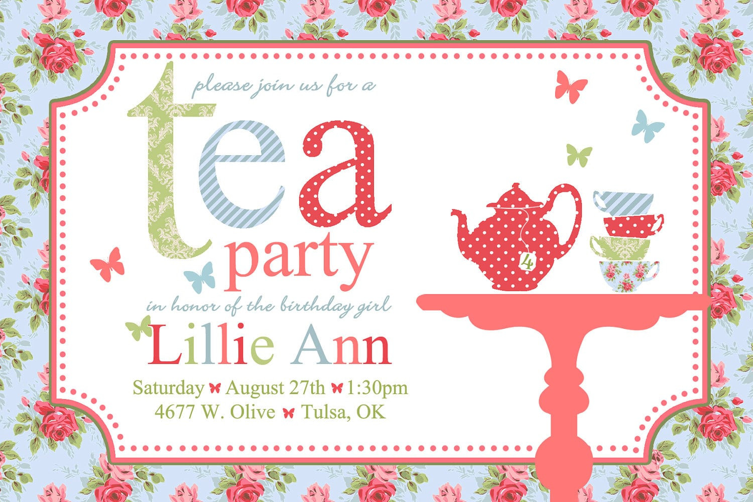 Tea Party Invite Ideas
 Free Afternoon Tea Invitation Template