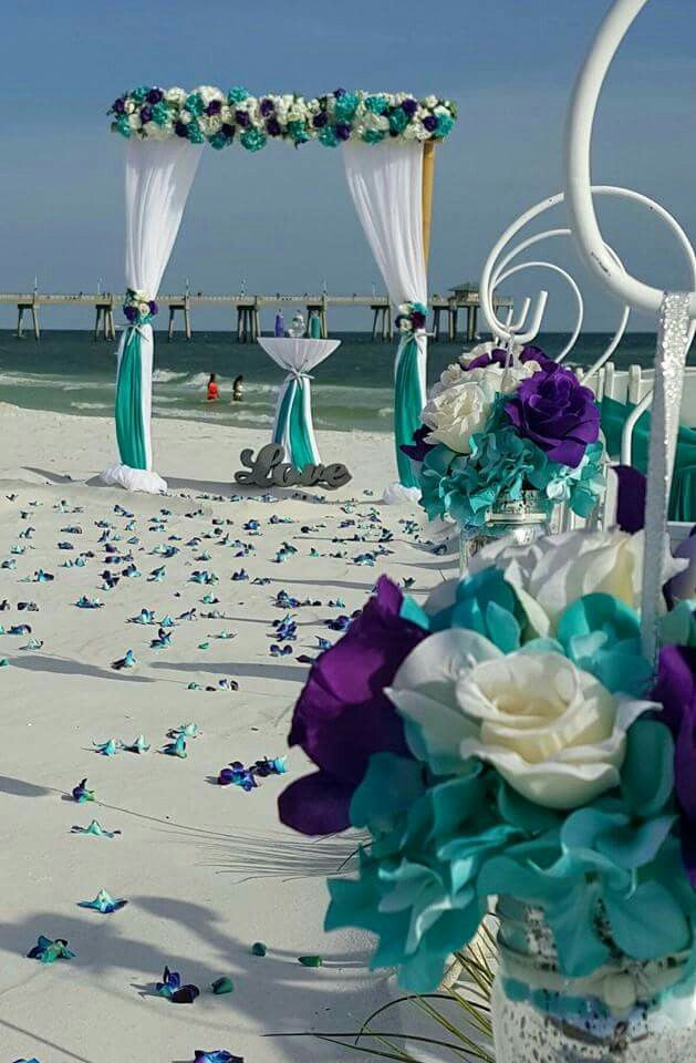 Teal And Purple Wedding Decorations
 Beach wedding purple and turquoise in 2019