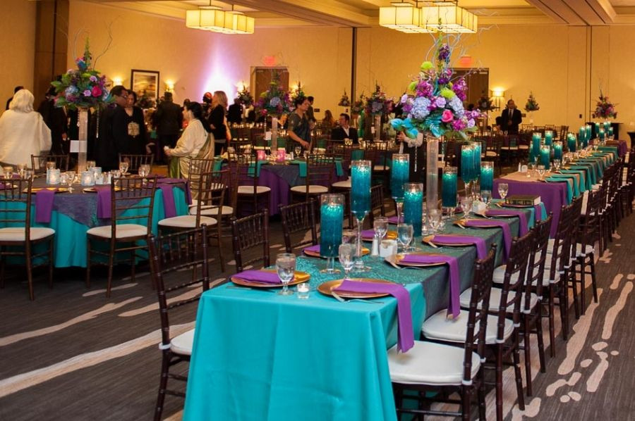 Teal And Purple Wedding Decorations
 teal purple and gold wedding reception decor