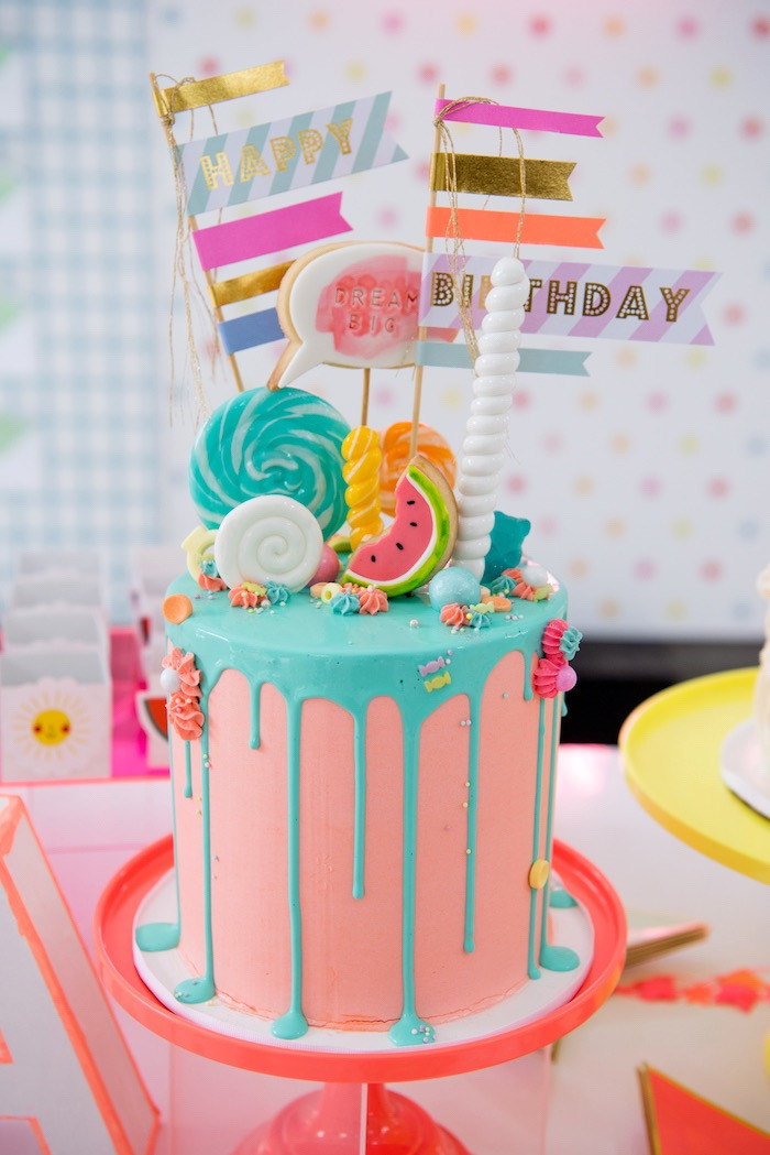 Teen Birthday Cakes
 Kara s Party Ideas Pastel Neon Teen Birthday Party