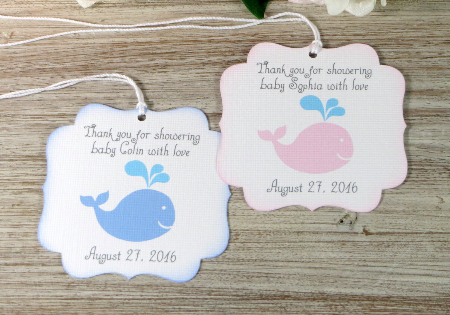 Thank U Gifts For Baby Shower
 Whale baby shower favor tags Nautical baby shower thank you