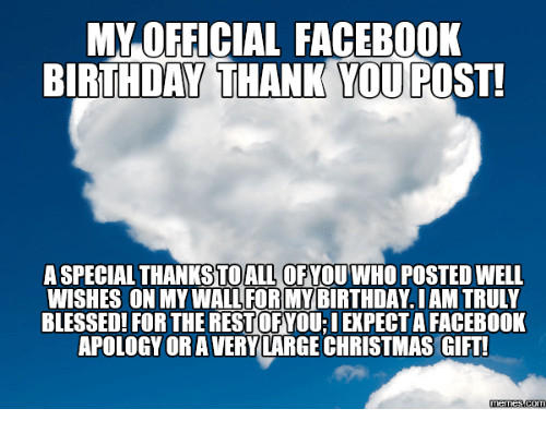 Thank You Birthday Wishes Facebook
 25 Best Memes About Birthday Thank You