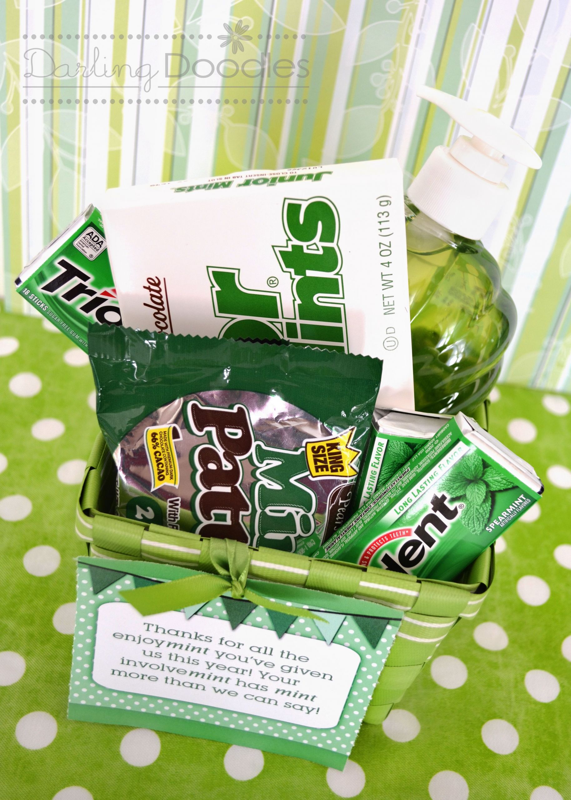 Thank You Gift Ideas For Male Friends
 Mint Gift Basket Idea from Darling Doodles