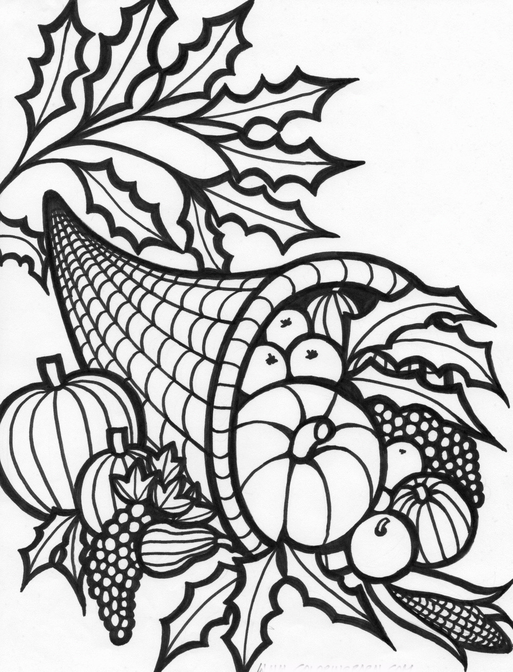 Thanksgiving Adult Coloring Pages
 Free Coloring Pages Thanksgiving Cornucopia Coloring Pages