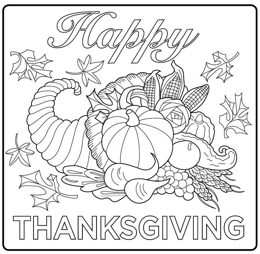 Thanksgiving Adult Coloring Pages
 Happy Thanksgiving Poster Art
