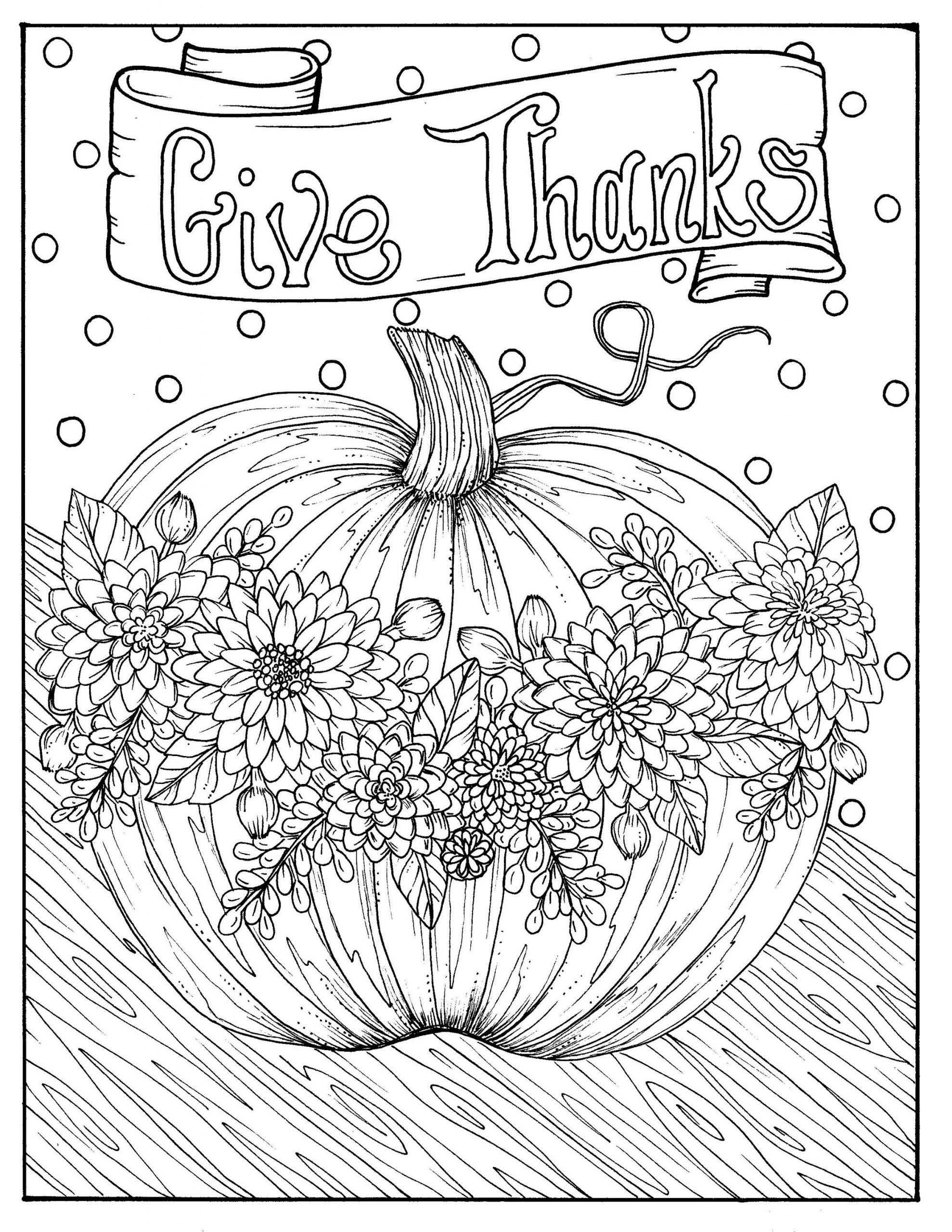 Thanksgiving Adult Coloring Pages
 Give Thanks Digital Coloring page Thanksgiving harvest