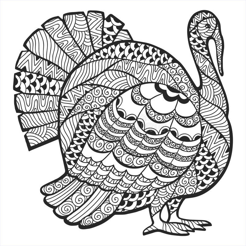 Thanksgiving Adult Coloring Pages
 Turkey zentangle stock vector Illustration of invitation