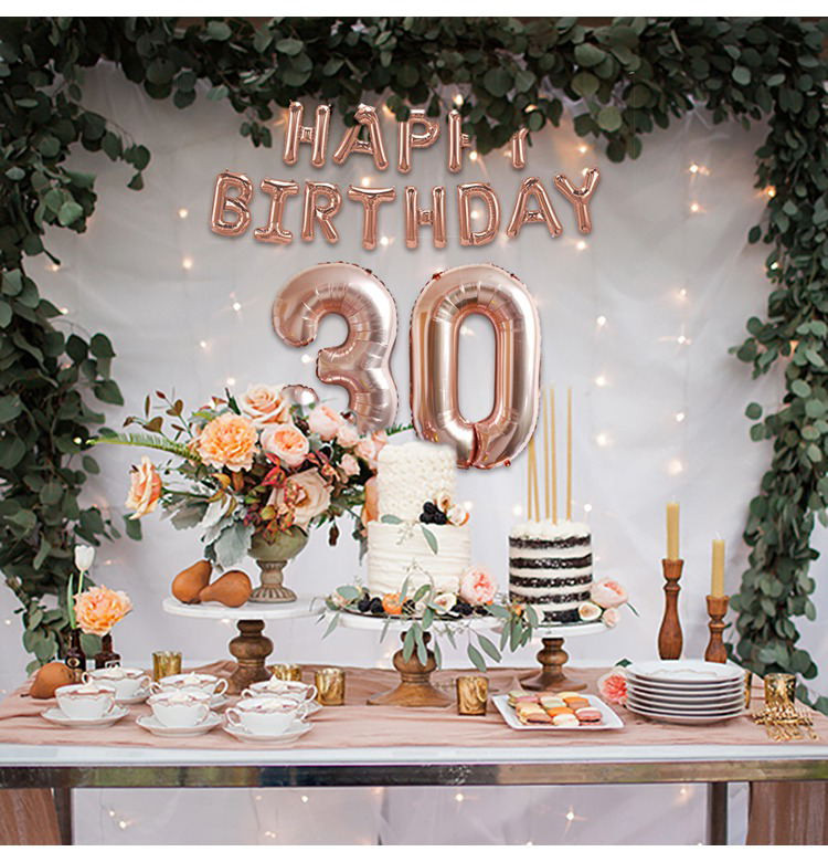 Thirtieth Birthday Party Ideas
 Happy 30th Birthday Decorations Rose Gold Balloons