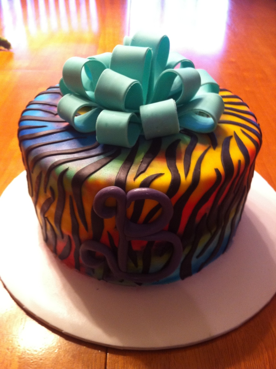 Tie Dye Birthday Cake
 Zebra Tie Dyed Birthday Cake CakeCentral