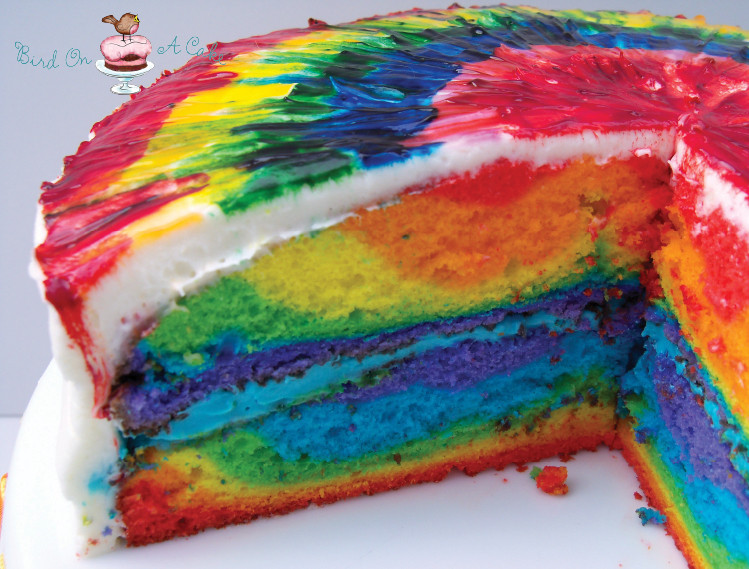 Tie Dye Birthday Cake
 Bird A Cake Rainbow Tie Dye Cake