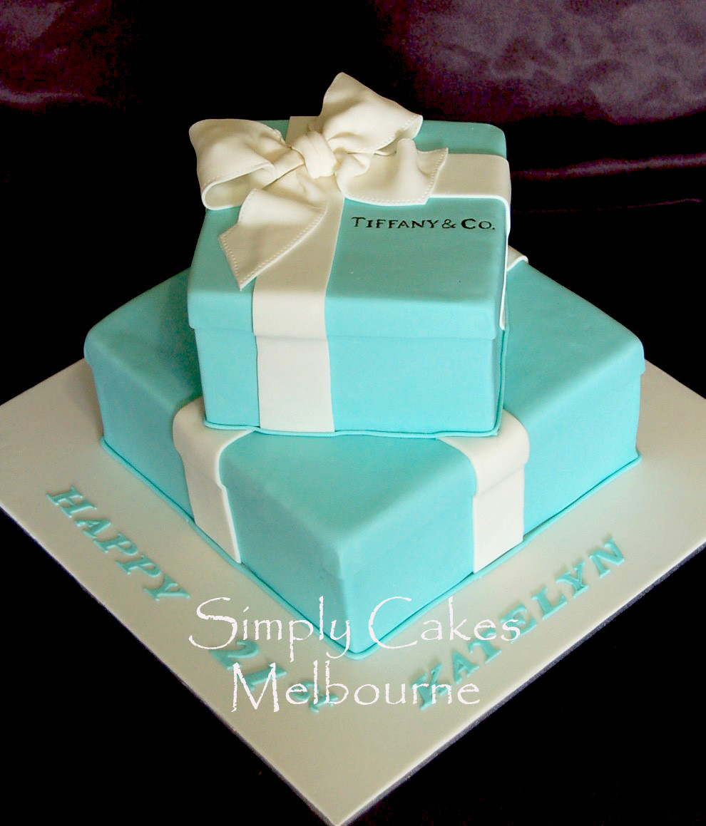 Tiffany Birthday Cake
 Simply Cakes Melbourne Two tier Tiffany Cake box