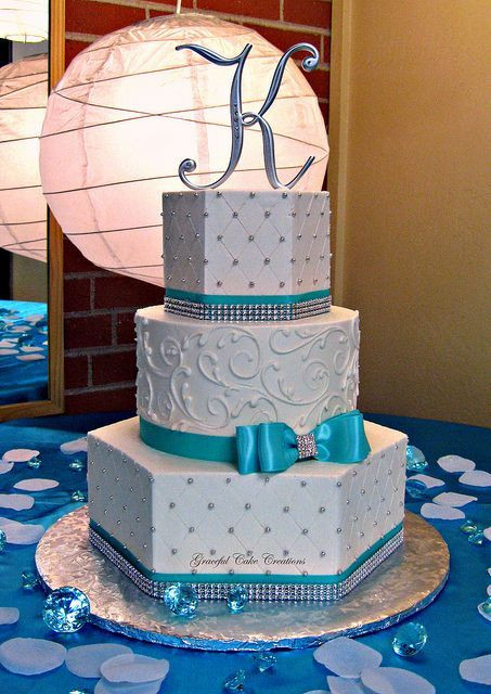 Tiffany Blue Wedding Cakes
 Picture a white patterned wedding cake with edible