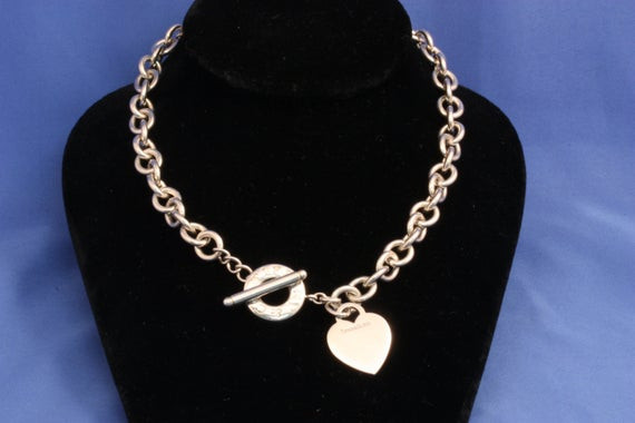 Tiffany Necklace Heart
 Tiffany & Co Sterling Toggle Heart Choker Necklace