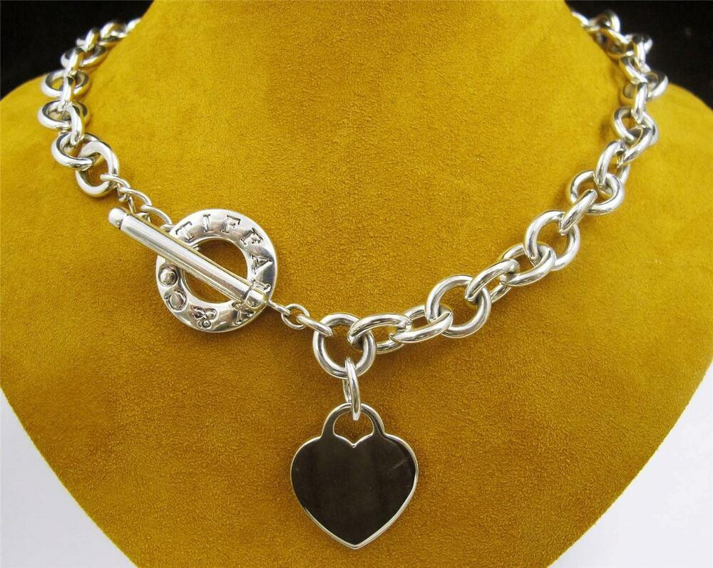 Tiffany Necklace Heart
 Tiffany & Co Heart Tag Toggle Chain Link Silver Necklace