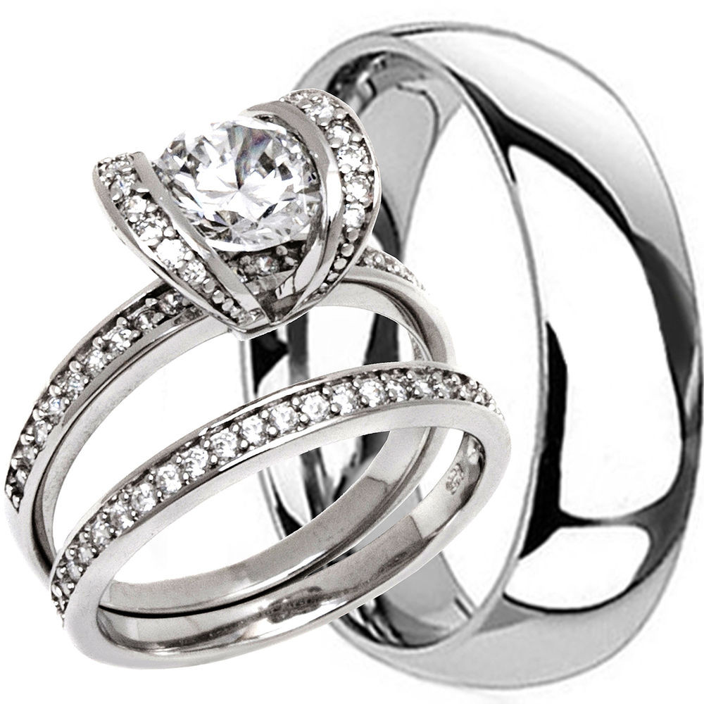 Titanium Wedding Ring Sets
 2 PC His Hers TITANIUM Mens 6MM and Womens Milgrain
