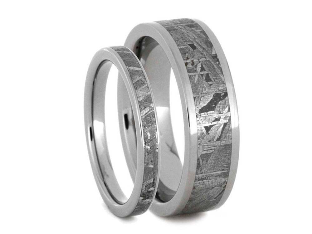 Titanium Wedding Ring Sets
 Meteorite Ring in Titanium Wedding Band Set Meteorite