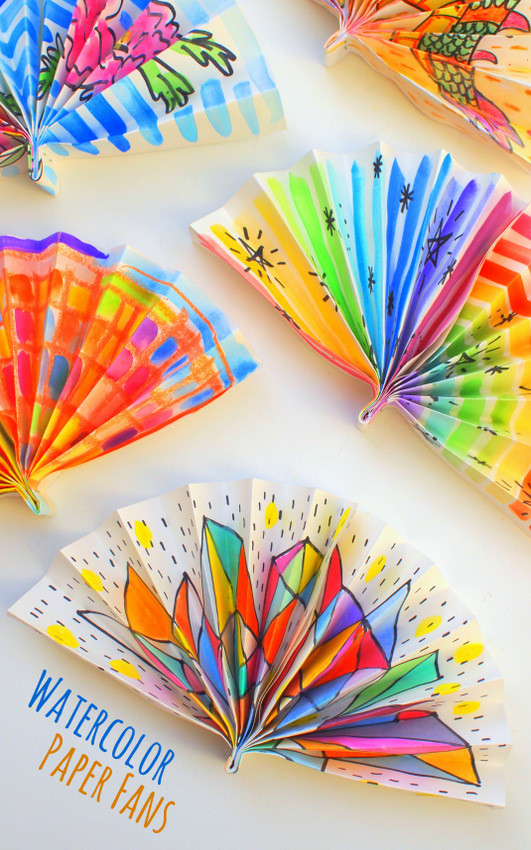 Toddler Arts And Crafts Ideas
 Watercolor Painted Paper Fans