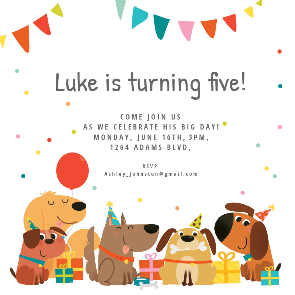 Toddler Birthday Invitations
 Dog Birthday Invitation Template Free
