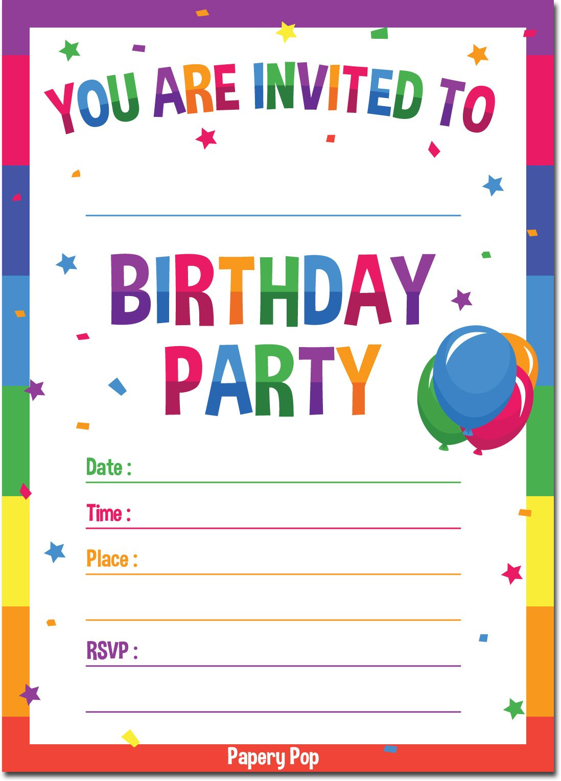 Toddler Birthday Invitations
 Amazon 30 Birthday Invitations with Envelopes 30