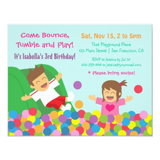 Toddler Birthday Invitations
 Bounce Play Gym Kids Birthday Party Invitations