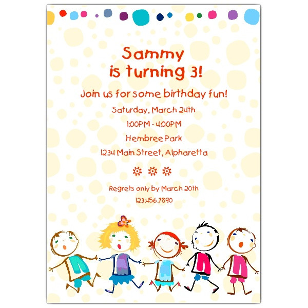 Toddler Birthday Invitations
 Free Printable Kids Birthday Party Invitations — FREE