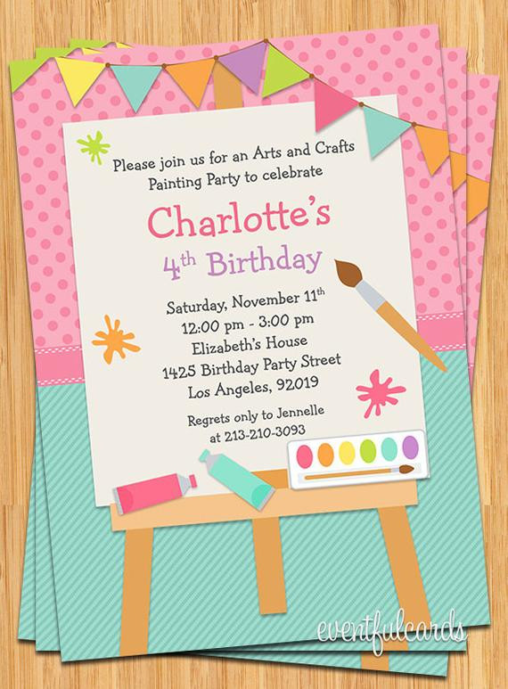 Toddler Birthday Invitations
 Art Painting Birthday Party Invitation for Kids Printable