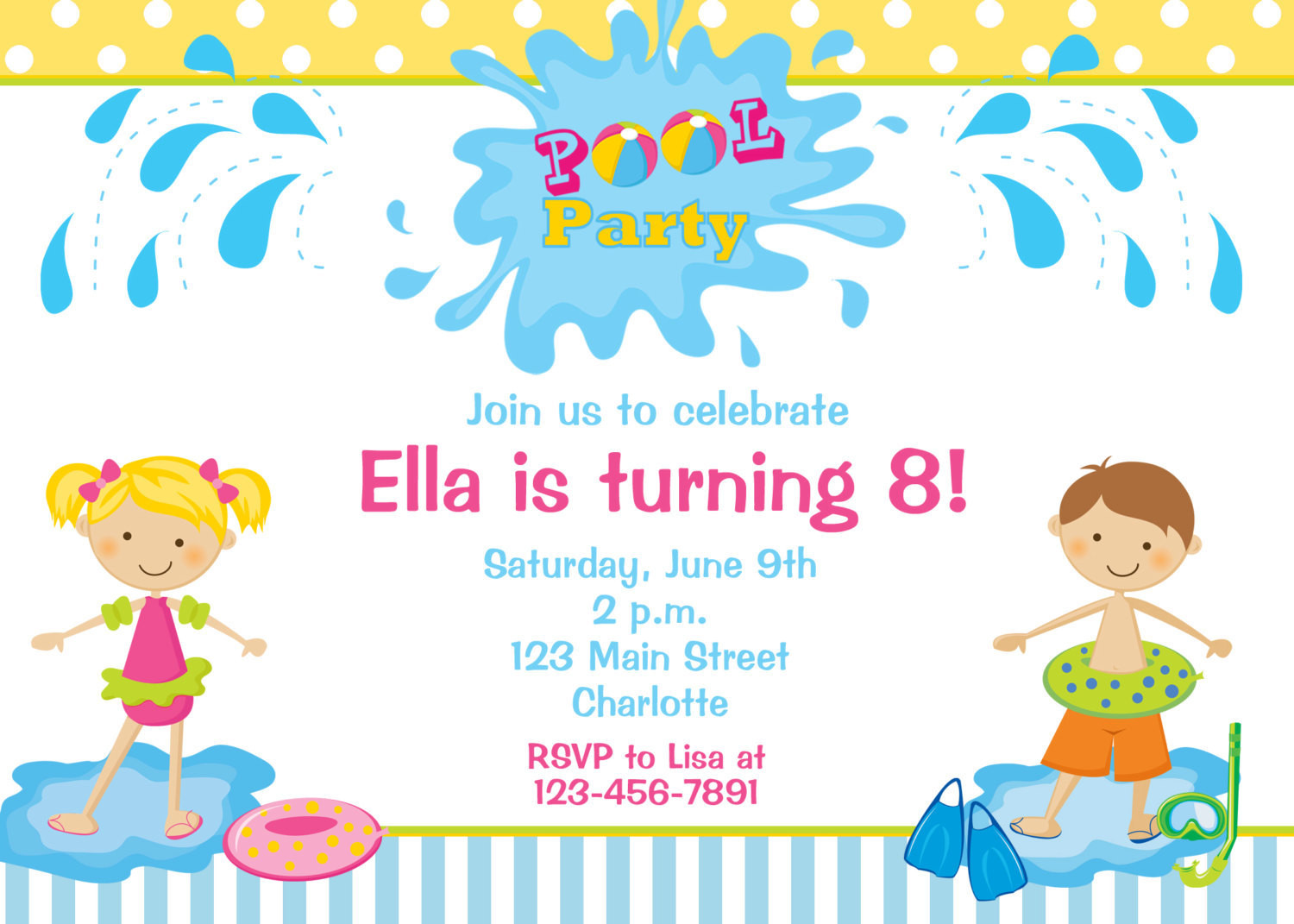 Toddler Birthday Invitations
 Pool party birthday invitation pool party pool toys