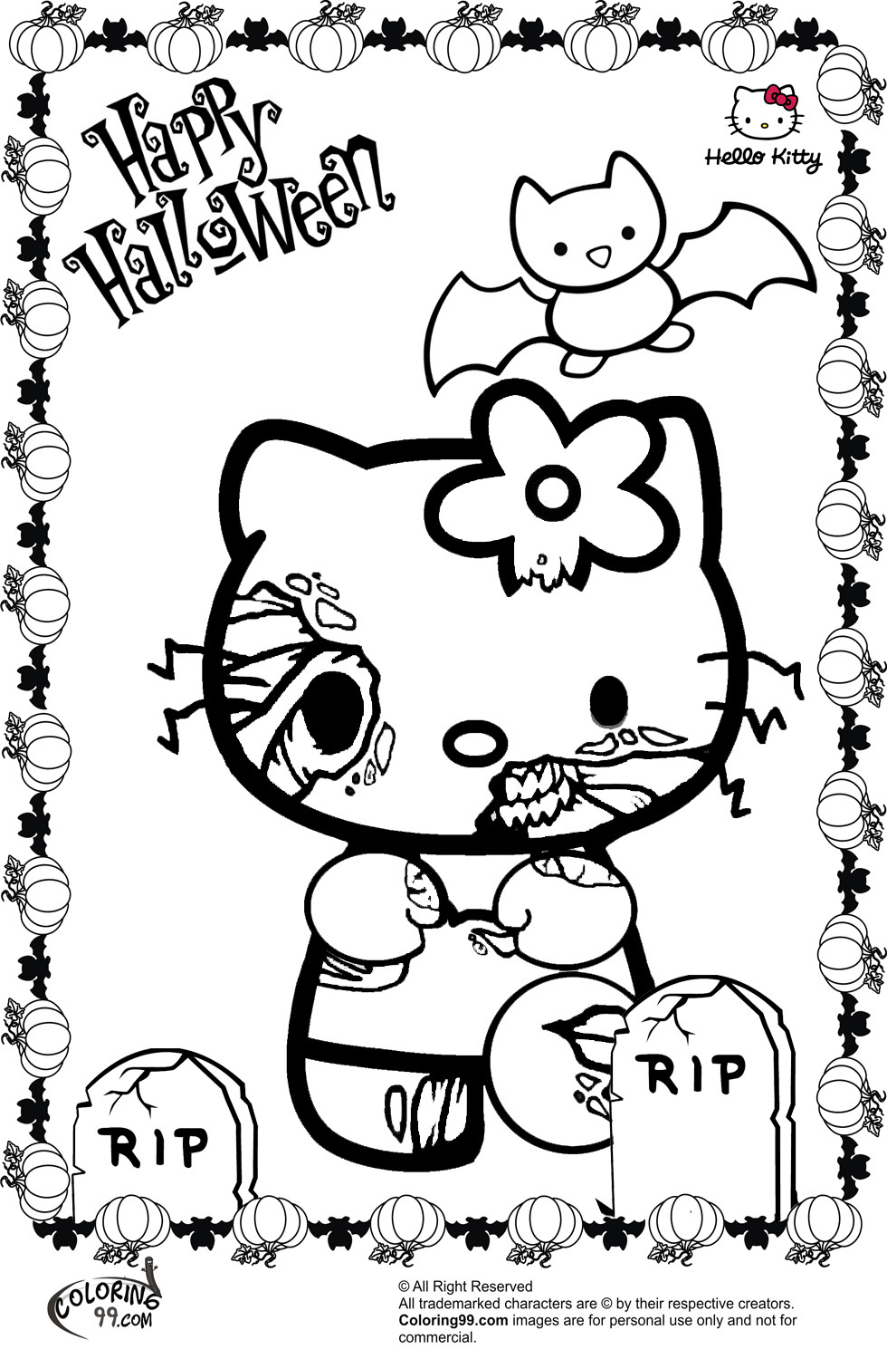 Toddler Halloween Coloring Pages Printable
 Hello Kitty Halloween Coloring Pages