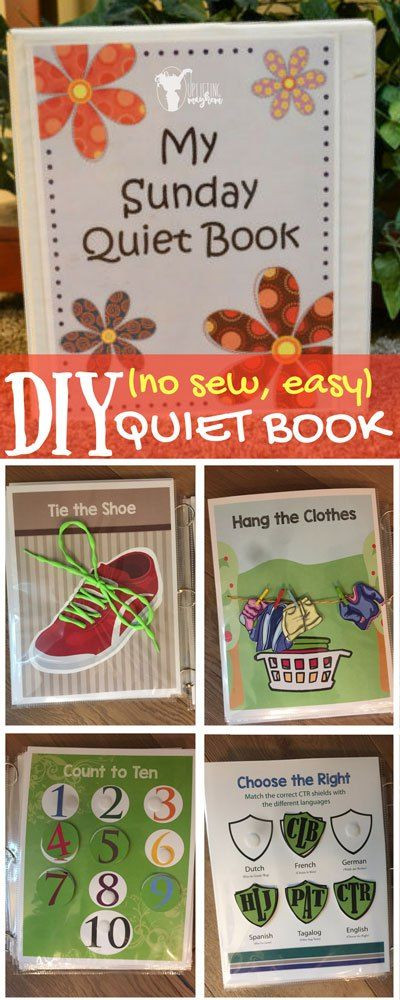 Toddler Quiet Book DIY
 Free printable DIY Sunday Quiet Book