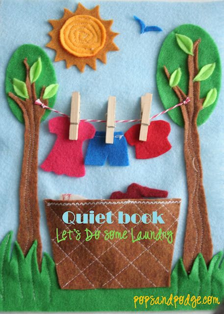 Toddler Quiet Book DIY
 SO cute Laundry quiet book page