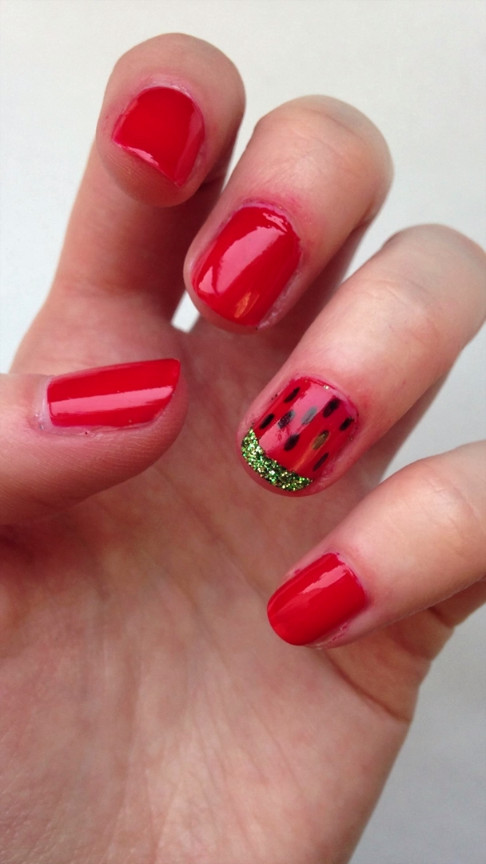 Toe Nail Designs For Kids
 DIY Glitter Watermelon Nail Design Beauty Ideas