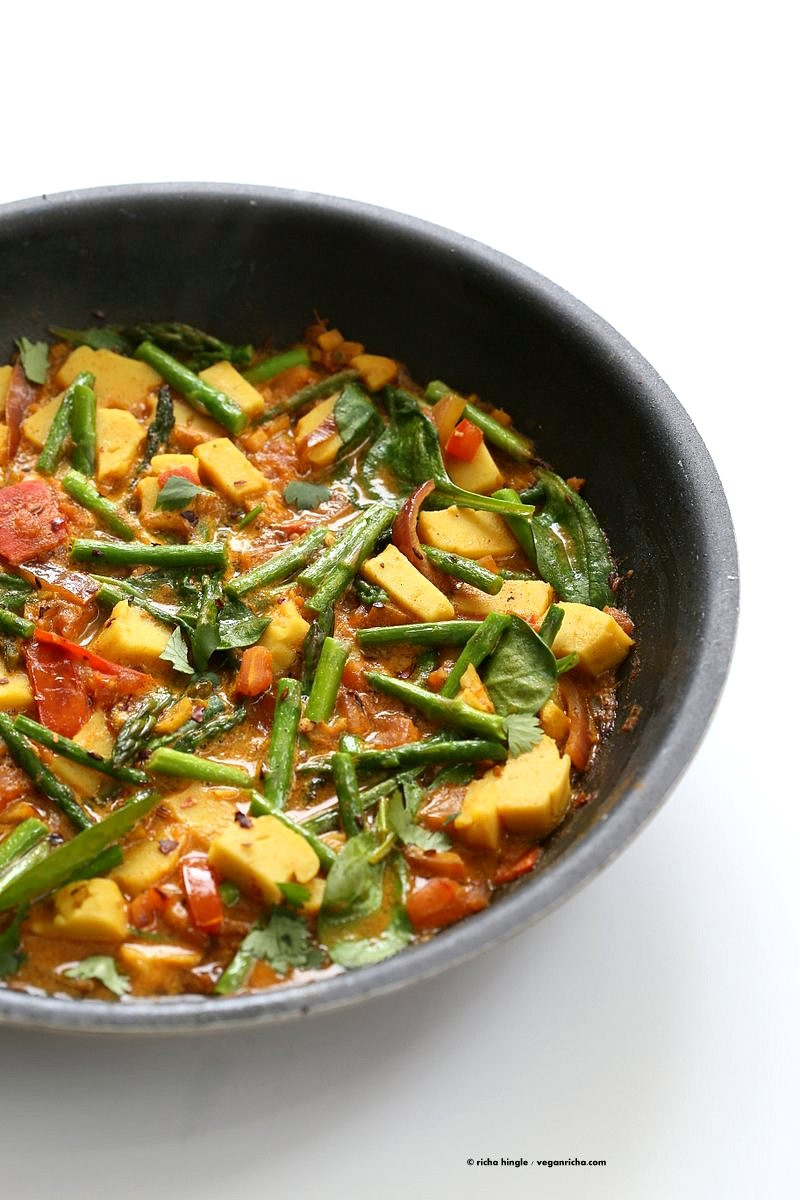 Tofu Curry Recipes Indian
 Asparagus Curry with Spinach & Chickpea Tofu Vegan Richa