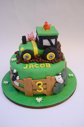 Tractor Birthday Cakes
 Two tiered Tractor Cake Beautiful Birthday Cakes