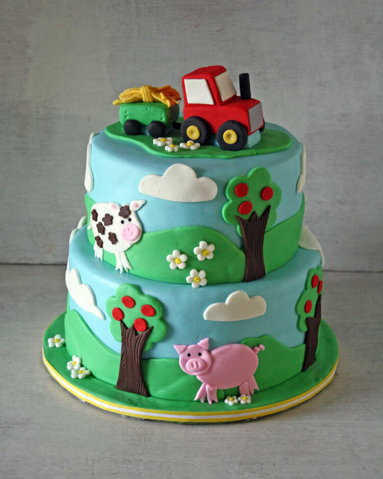 Tractor Birthday Cakes
 Farm Themed Cake with a Tractor Cake Topper Rose Bakes