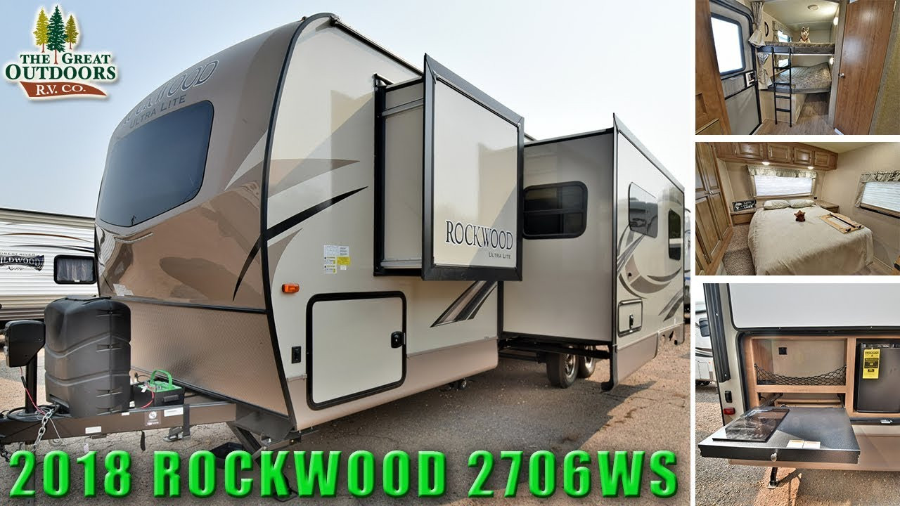 Travel Trailer With Outdoor Kitchen
 New 2018 Rear Bunk Model ROCKWOOD 2706WS Outside Kitchen