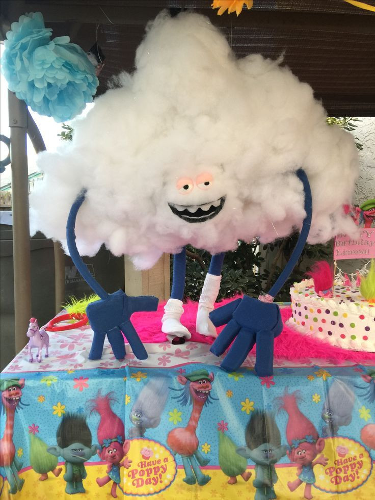 Trolls Theme Party Ideas
 Cloud party prop we made for a Trolls themed birthday