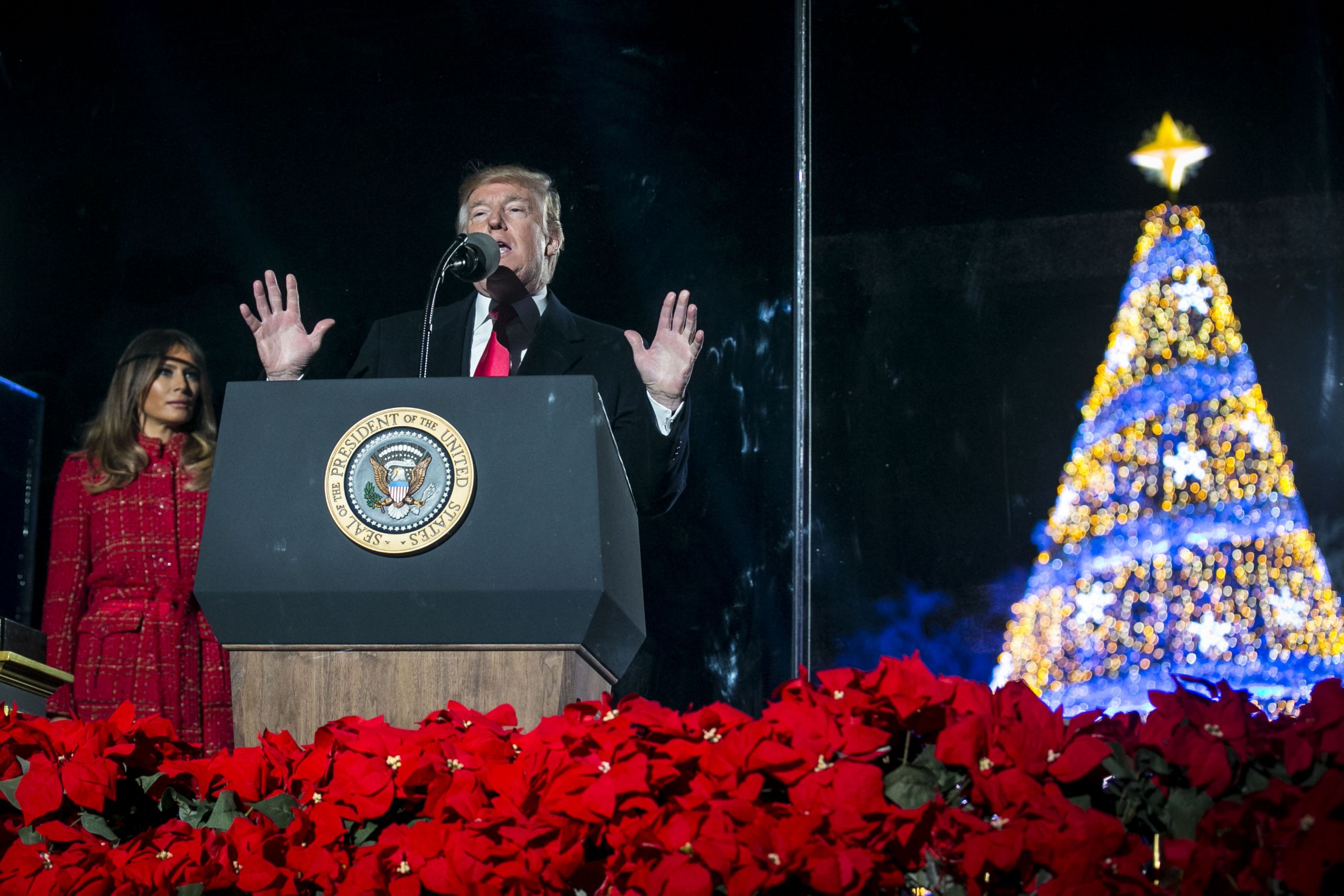 Trump Christmas Tree Lighting
 Twitter Ridicules Trump For Small Crowd At Christmas Tree