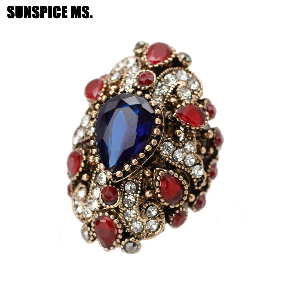 Turkish Wedding Ring
 Hyperbole Bohemia Heart Crystal Vintage Rings For Women