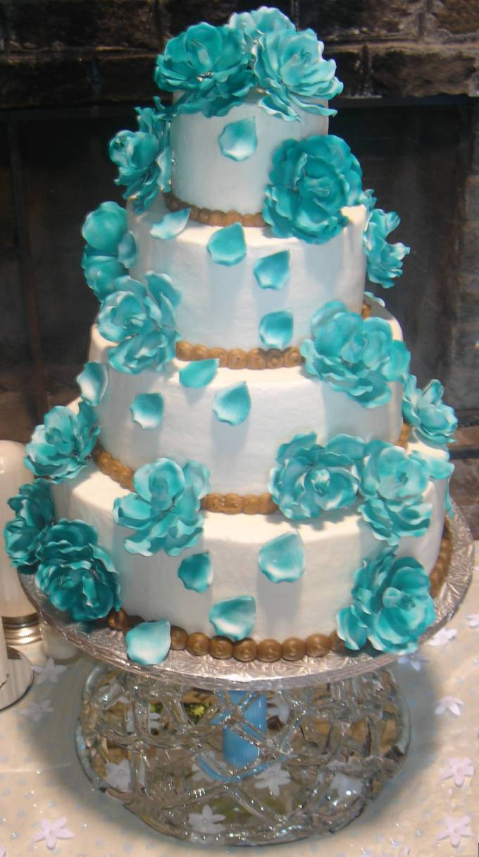 Turquoise Wedding Cake
 Food and Drink Wedding Cakes With Turquoise Blue Color