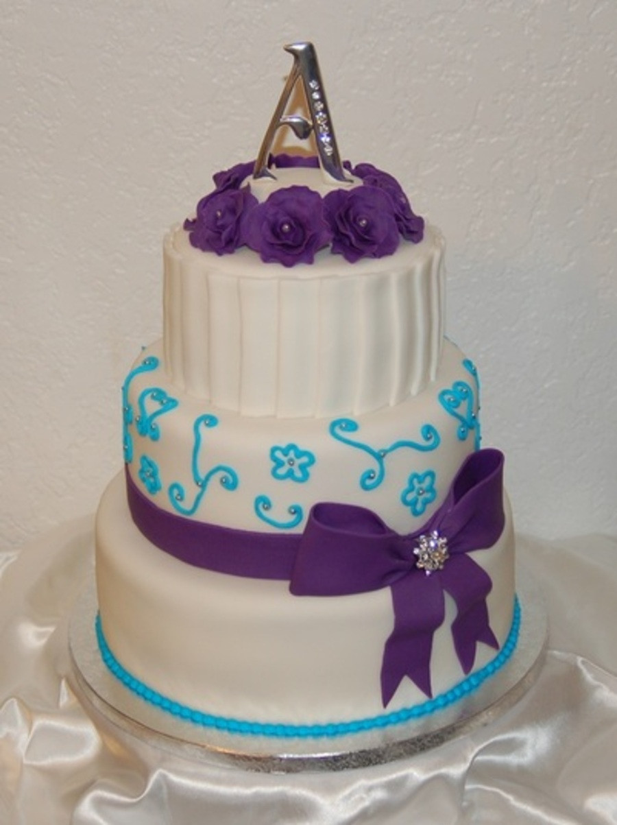 Turquoise Wedding Cake
 Purple And Turquoise Wedding Cake CakeCentral