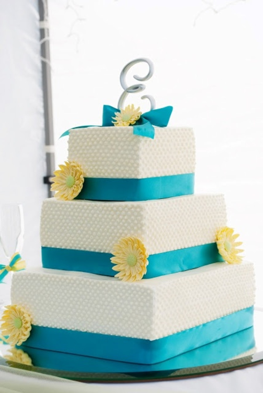 Turquoise Wedding Cake
 Turquoise And Yellow Wedding Cake CakeCentral
